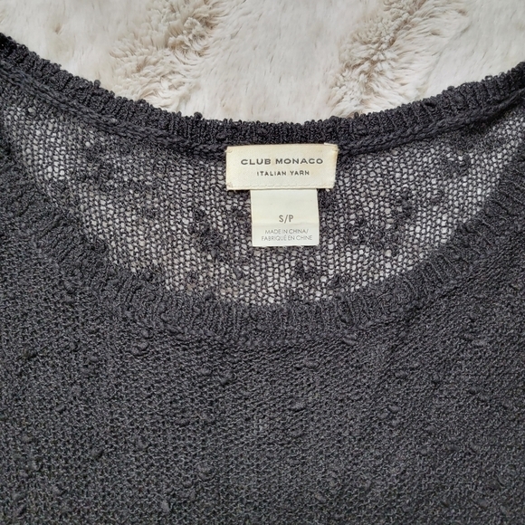 Club Monaco Italian Yarn Black Viscose Blend Asymmetrical Knit Top Size S - Picture 8 of 12